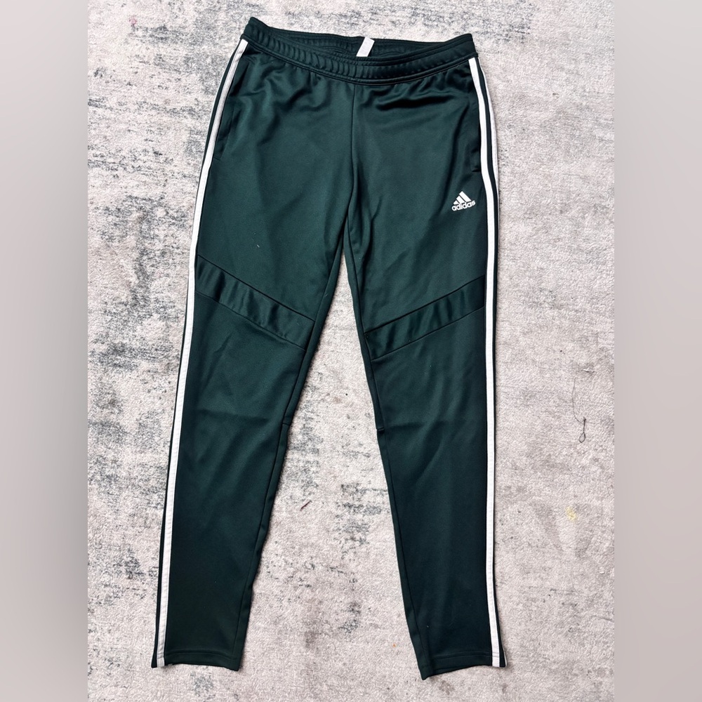 Adidas Dark Green Joggers with White Stripes